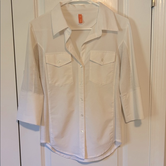 Lucy white tee button up blouse shirt S - Picture 1 of 5